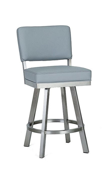 Shown in brushed stainless steel with dillon steel faux leather